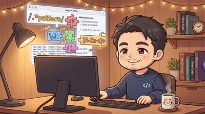 正規表現パズルでObsidianノートをきれいに一括整形する様子