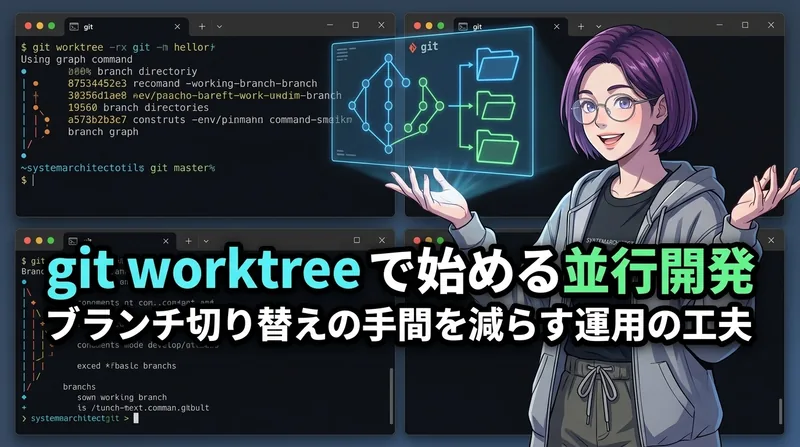 git worktree で始める並行開発。ブランチ切り替えの手間を減らす基本操作と運用の工夫