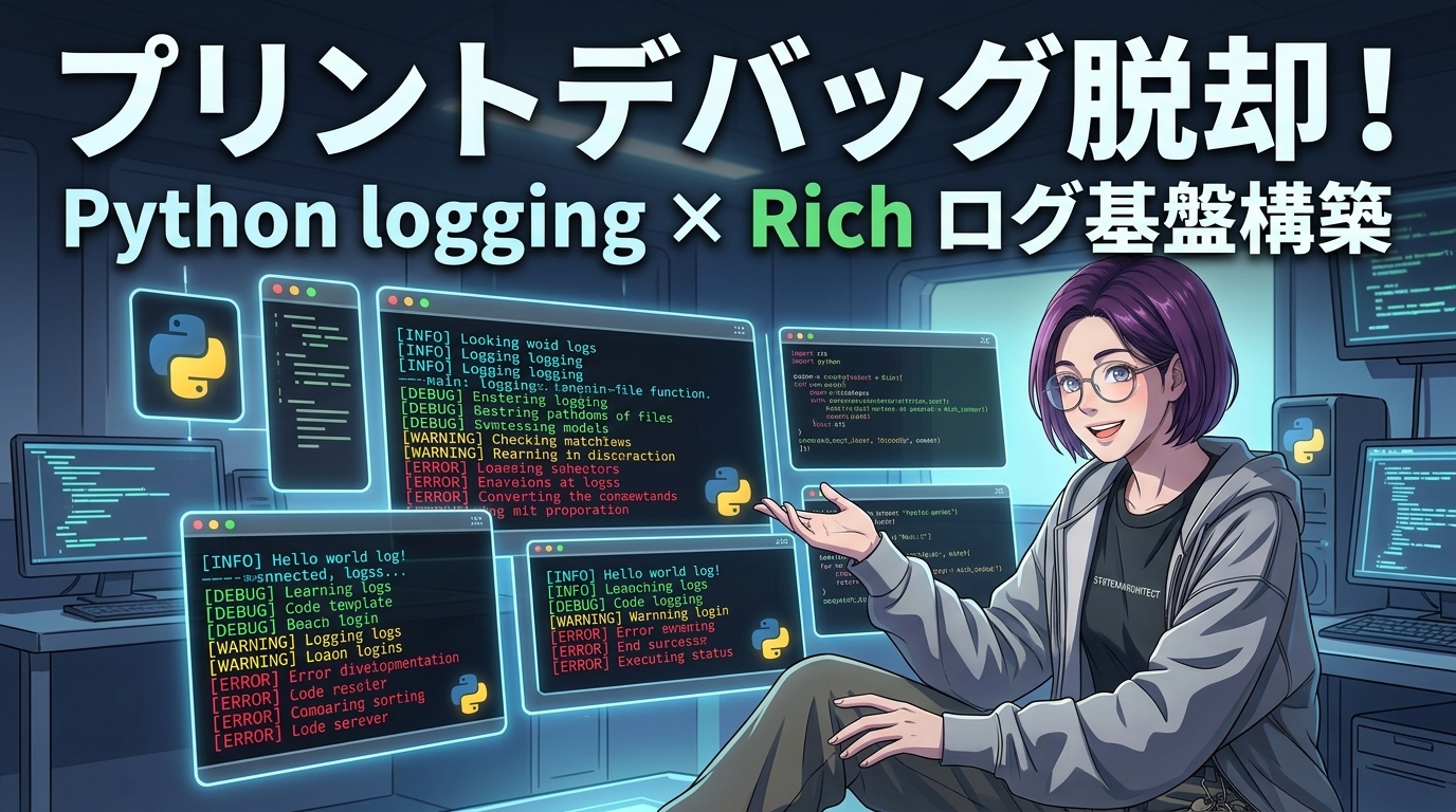 【プリントデバッグ脱却】Pythonのloggingとrichで可読性抜群なログ出力基盤を作る手法
